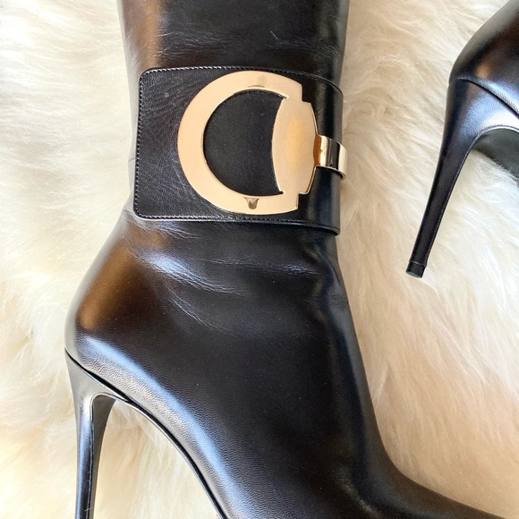 ‼️SALE‼️🔥HP!🔥Sexy Gucci Black Leather Knee Stiletto Boot - Picture 3 of 16